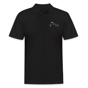 Heartbeat Graphic Paragliding Paraglider Skydiver - Männer Poloshirt - Schwarz - Vorne - Kai (181cm)