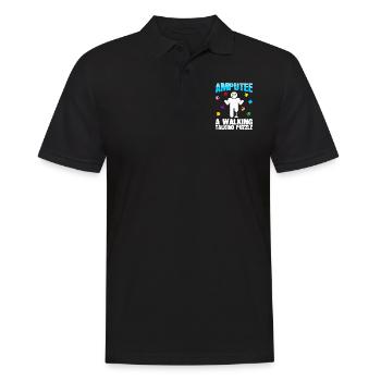 Amputierter Gehender Sprechender - Männer Poloshirt - Schwarz - Vorne - Kai (181cm)