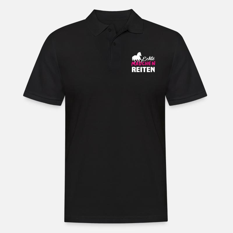 Echte mädchen reiten - Männer Poloshirt - Schwarz
