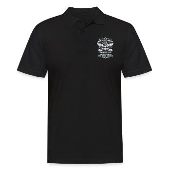 Als gott mich vor 50 jahren schuf - Männer Poloshirt - Schwarz - Vorne - Kai (181cm)