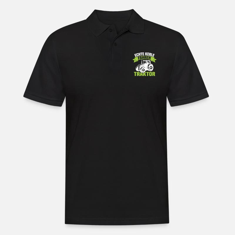 Echte Kerle fahren Traktor - Männer Poloshirt - Schwarz