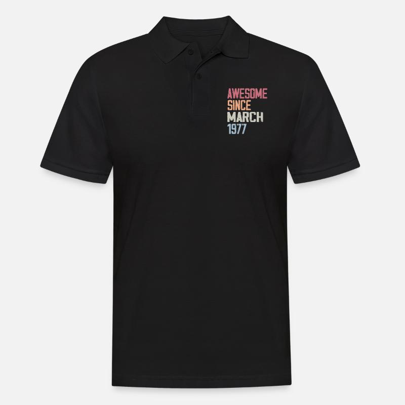 1977 March Birth Birthday March 1977 Gift - Men's Polo Shirt - black