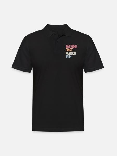 1984 Mars Naissance Anniversaire Mars 1984 Cadeau - Polo Homme - noir
