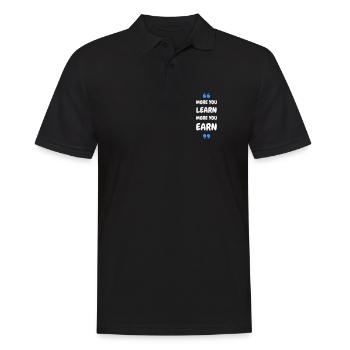 More you Learn, More you Earn - Männer Poloshirt - Schwarz - Vorne - Kai (181cm)