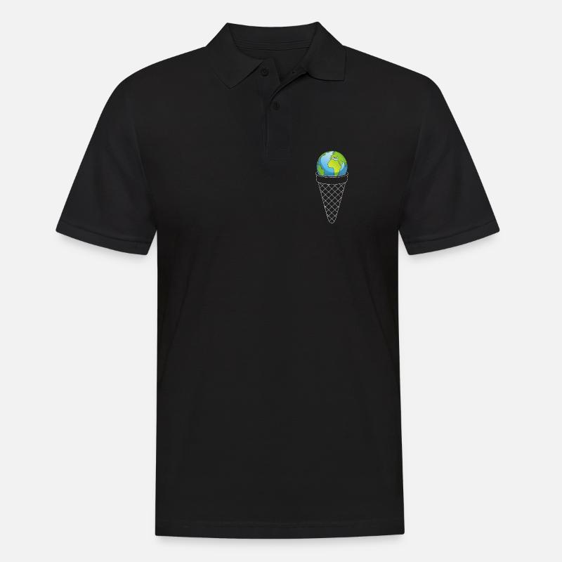 Planet Erde und Eiscreme - Männer Poloshirt - Schwarz