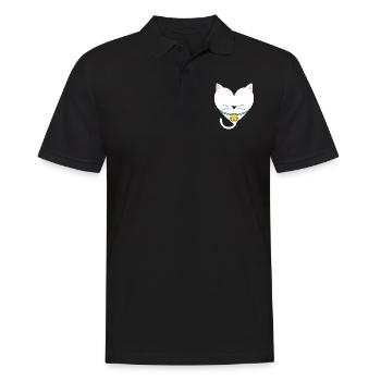 Katzenherz-Design für Katzenfans - Männer Poloshirt - Schwarz - Vorne - Kai (181cm)