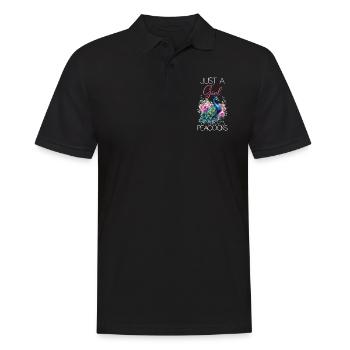 Peacock Flowers Peacock Feather Exotic Colorful Colorful - Men's Polo Shirt - black - Front - Kai (181cm)