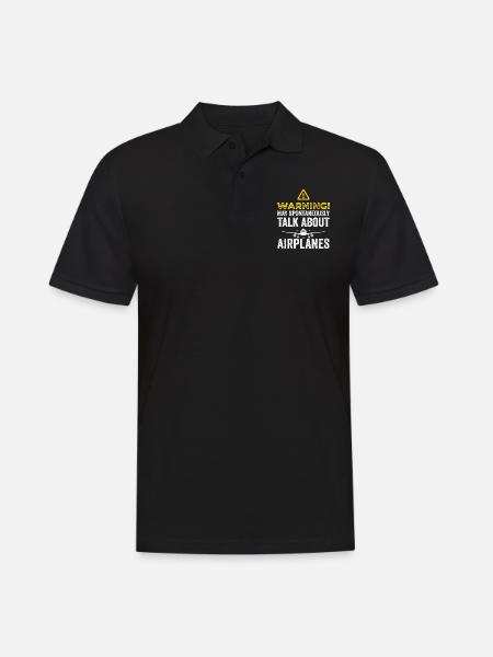 Funny Airplane Tees Men Women Plane Aviation Pilot - Men's Polo Shirt - black