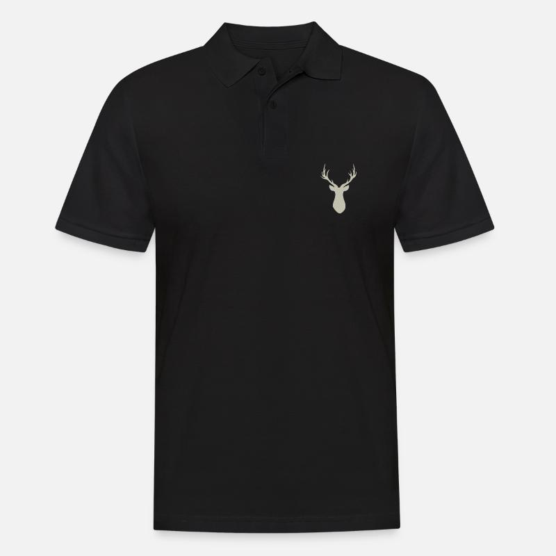 Hirsch Geweih in silber - Männer Poloshirt - Schwarz