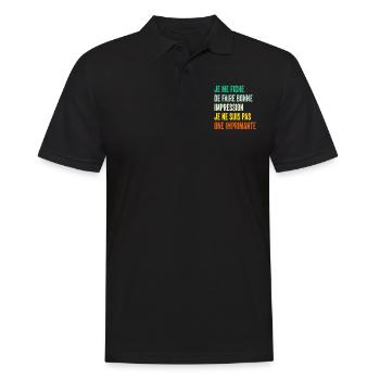 Humour Homme - Je me fiche de faire bonne impre... - Polo Homme - noir - Devant - Kai (181cm)