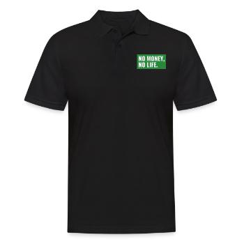 NO MONEY, NO LIFE. Design - Männer Poloshirt - Schwarz - Vorne - Kai (181cm)