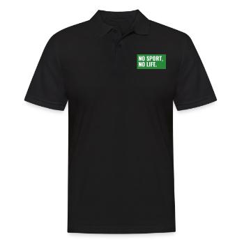 NO SPORT, NO LIFE. Design - Männer Poloshirt - Schwarz - Vorne - Kai (181cm)
