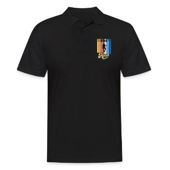 Guitar hero t-shirt musicien homme humour - Polo Homme - noir - Devant - Kai (181cm)