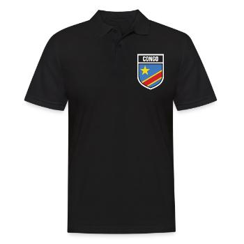Kongo - Nationalfahne im Wappen - Männer Poloshirt - Schwarz - Vorne - Kai (181cm)