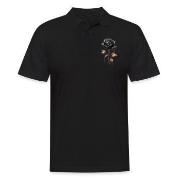 Single black rose with stem darkness - Men's Polo Shirt - black - Front - Kai (181cm)