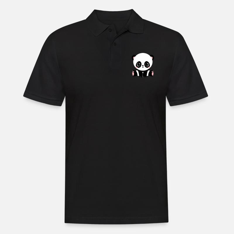 Panda - Männer Poloshirt - Schwarz