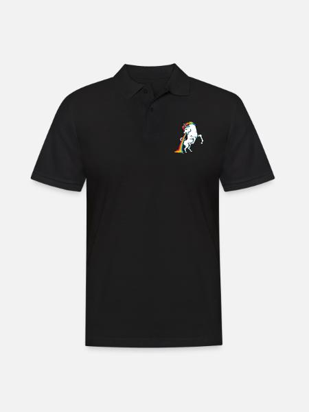 Unicorn Passed Misselijkheid Braken Eenhoorn - Mannen poloshirt - zwart