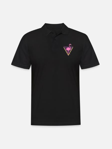 Tropical Flamingo Triangle | 80s Style - Men's Polo Shirt - black