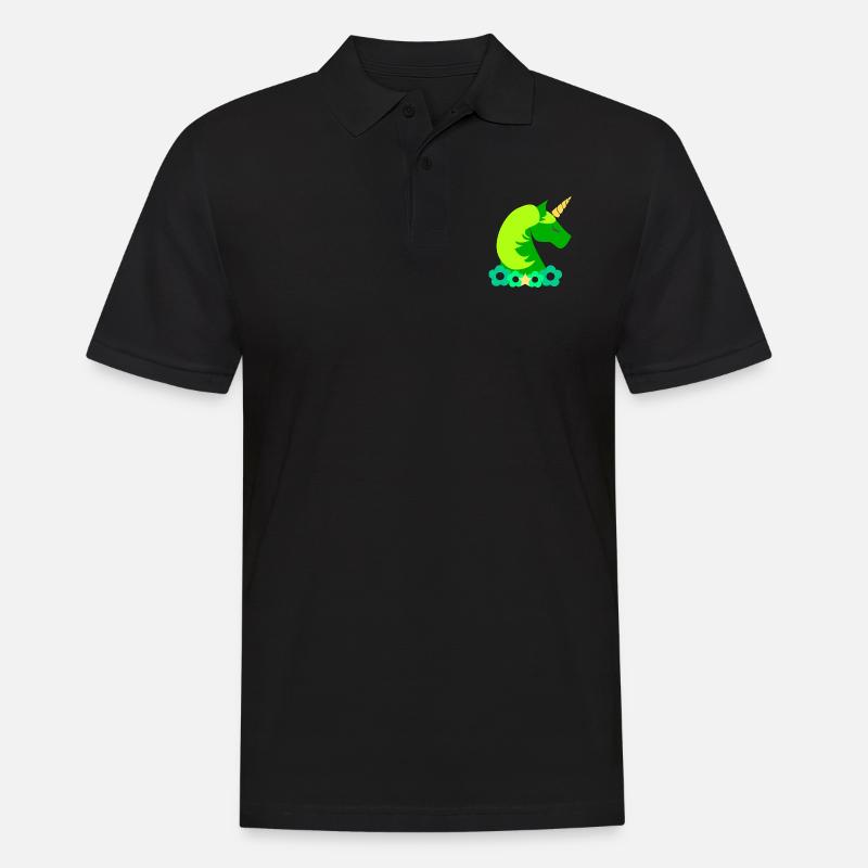 grünes Einhorn - Männer Poloshirt - Schwarz