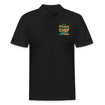 Ruhestand chef frau Pension Spruch Geschenk - Männer Poloshirt - Schwarz - Vorne - Kai (181cm)