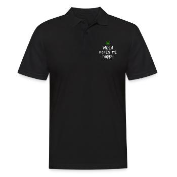 weed macht mich glücklich Cannabis Marihuana - Männer Poloshirt - Schwarz - Vorne - Kai (181cm)