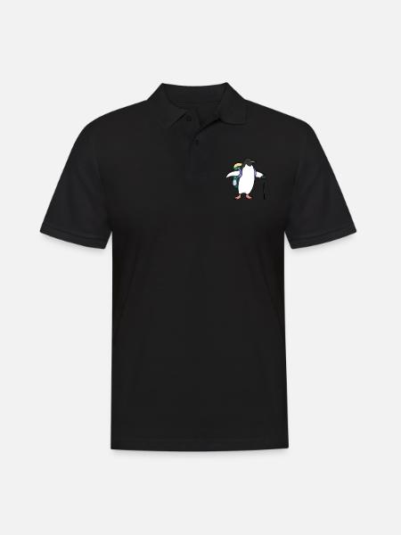 Cute Penguins Hiker Adventure Mountains - Men's Polo Shirt - black