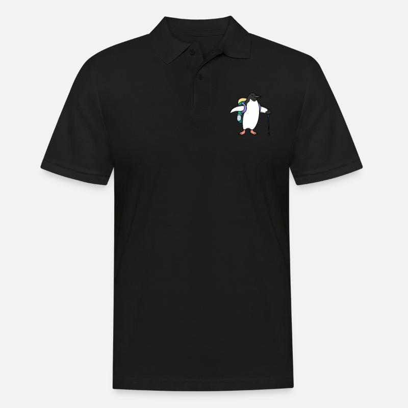 Nette Pinguine Wanderer Adventure Mountains - Männer Poloshirt - Schwarz