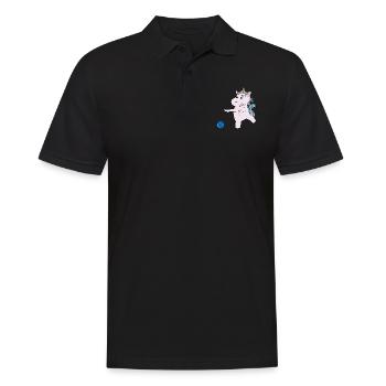 Einhorn spielt Bowling - Männer Poloshirt - Schwarz - Vorne - Kai (181cm)