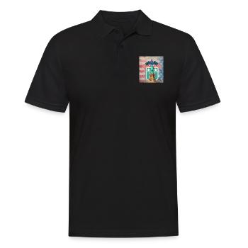 USA, Freiheitsstatue, Sterne und Gürtel. - Männer Poloshirt - Schwarz - Vorne - Kai (181cm)