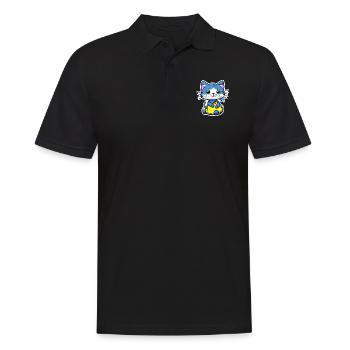 chat kawaii - mignon - manga - Polo Homme - noir - Devant - Kai (181cm)