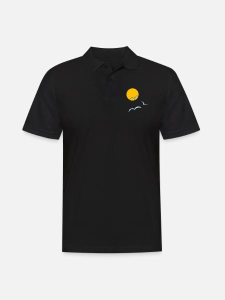 Sonne Möwen 02 - Männer Poloshirt - Schwarz