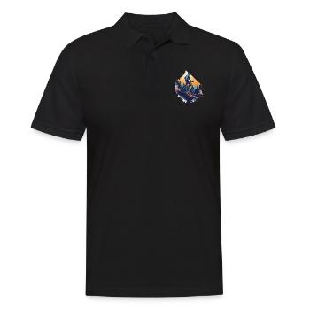Mountainbiken in den Bergen - Männer Poloshirt - Schwarz - Vorne - Kai (181cm)