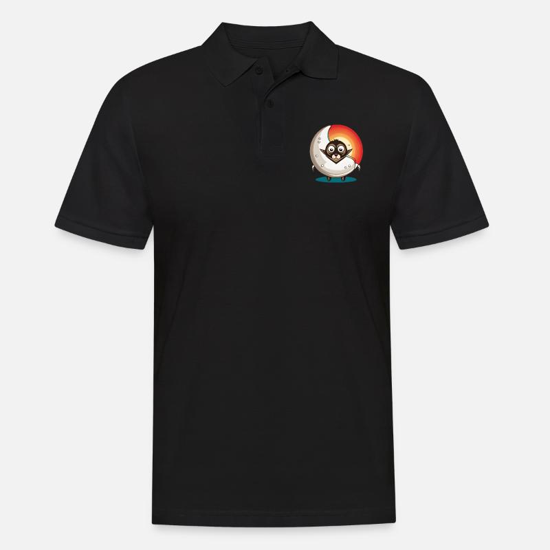 Katze mit Mond - Männer Poloshirt - Schwarz