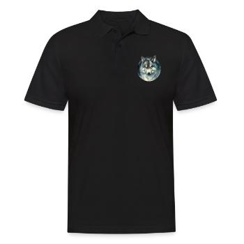 fox wild dog menacing illustration in a circle of glances - Men's Polo Shirt - black - Front - Kai (181cm)