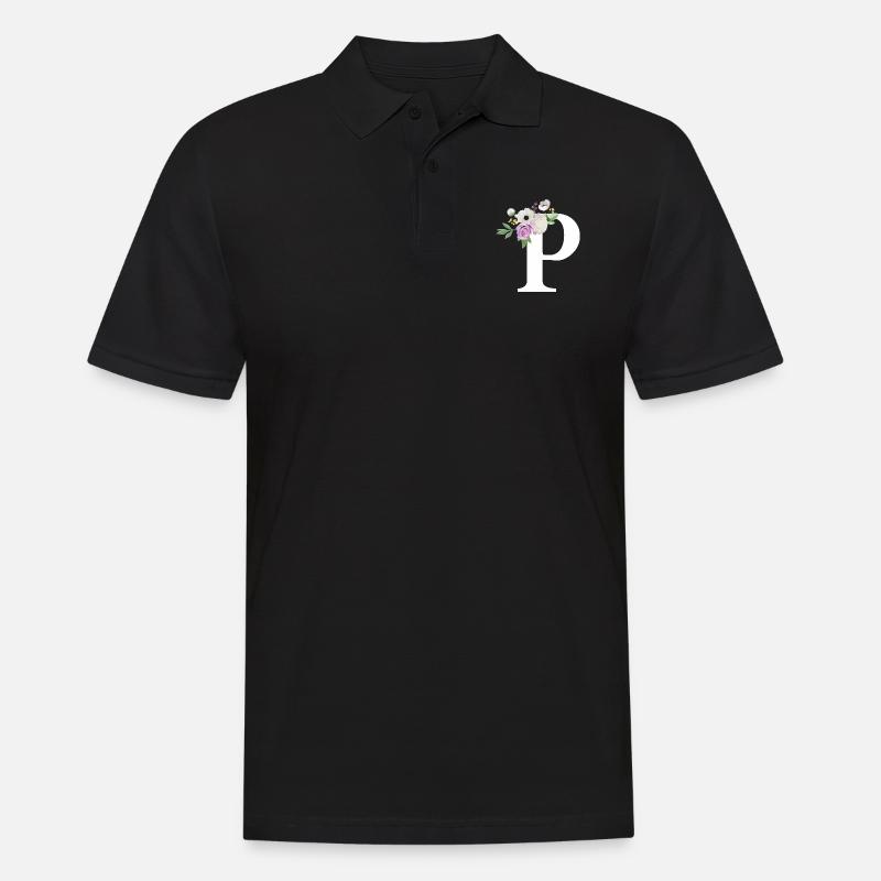Lila Blumenbuchstabe p - Männer Poloshirt - Schwarz