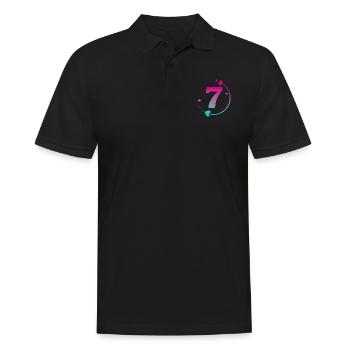 7. Geburtstag Bunter Herzkreis - Männer Poloshirt - Schwarz - Vorne - Kai (181cm)