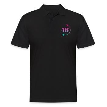 16e anniversaire cercle cœur coloré - Polo Homme - noir - Devant - Kai (181cm)