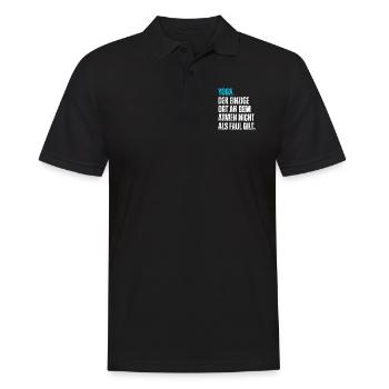 Yoga. Der Ort, an dem Atmen nicht als faul gilt. - Männer Poloshirt - Schwarz - Vorne - Kai (181cm)