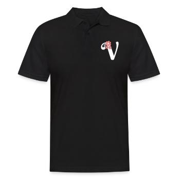 Lettre v fleurs minimalistes - Polo Homme - noir - Devant - Kai (181cm)