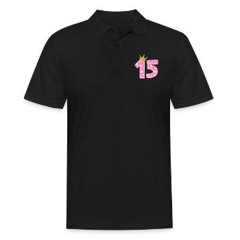 15 Krone 15. Geburtstag 15 Jahre - Männer Poloshirt - Schwarz - Vorne - Kai (181cm)
