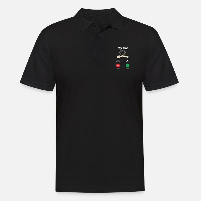 chat - Polo Homme - noir