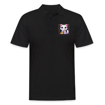 Conception de dessin animé de chat de saxophone mignon - Polo Homme - noir - Devant - Kai (181cm)