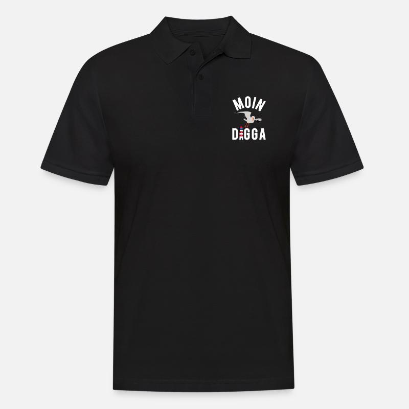 Moin Digga Hamburg Moewe Leuchtturm Geschenk - Männer Poloshirt - Schwarz