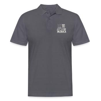 Motorcycle Biker T Shirt - Männer Poloshirt - Anthrazit - Vorne - Nico (186cm)