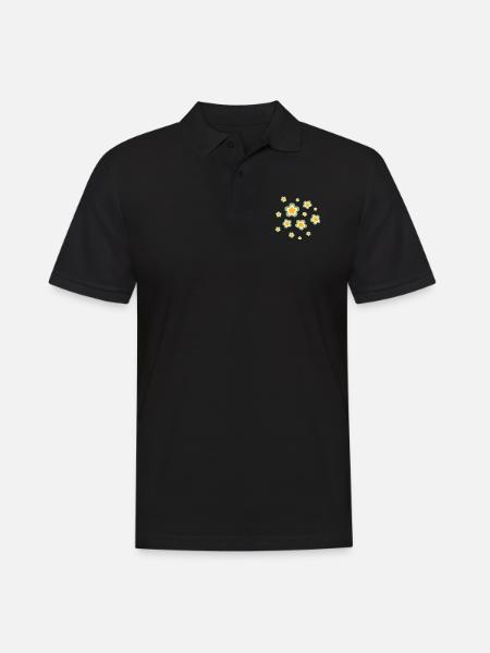 70er Jahre Blume Muster Retro Hippie Flowers Power - Männer Poloshirt - Schwarz