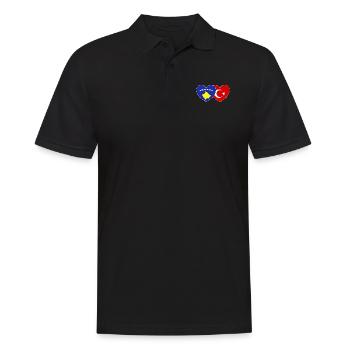 Kosovo Turquie Drapeau Cœur - Polo Homme - noir - Devant - Kai (181cm)