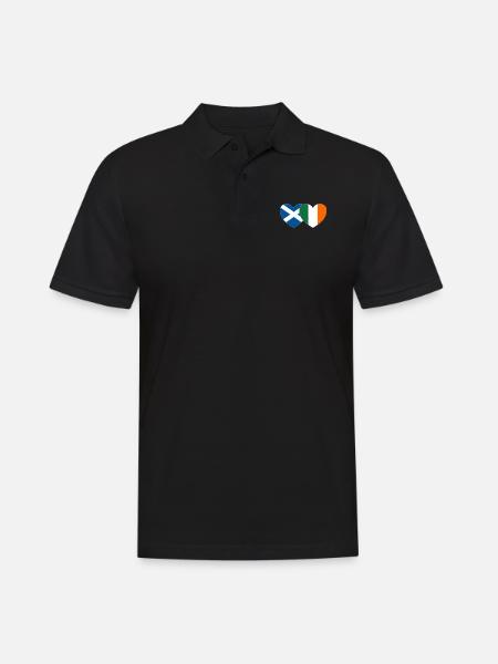Scotland Ireland Flag Heart - Men's Polo Shirt - black