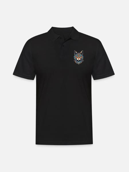 Portrait graphique d'un chat - Polo Homme - noir