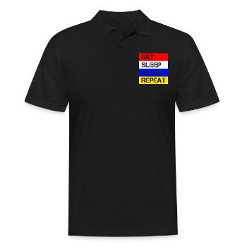 Eat Sleep Helau Repeat | Fastnacht Mainz Feiern - Männer Poloshirt - Schwarz - Vorne - Kai (181cm)