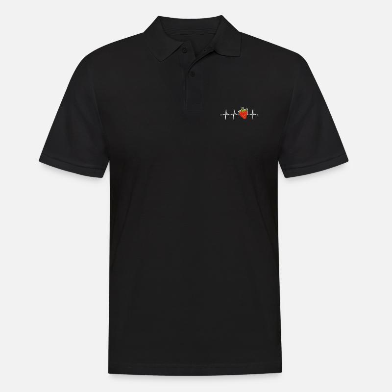 Erdbeere - Männer Poloshirt - Schwarz